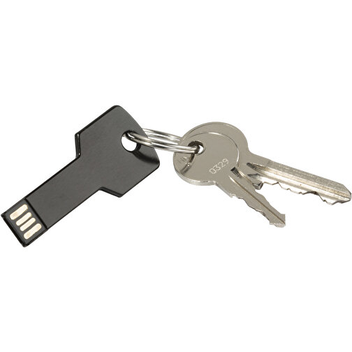 USB-Stick Schlüssel 2.0 16GB , Promo Effects MB , schwarz MB , 16 GB , Metall MB , 3 - 10 MB/s MB , 5,70cm x 2,40cm (Länge x Breite), Bild 2