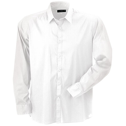 Men’s Shirt Slim Fit Long , James Nicholson, weiß, 67% Baumwolle, 30% Polyamid, 3% Elasthan, S, , Bild 1