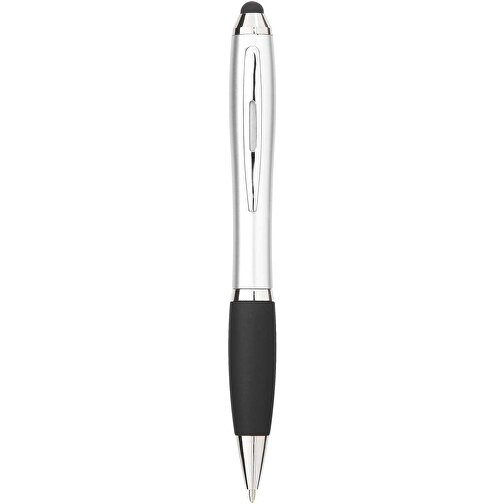 Nash Stylus Kugelschreiber Farbig Mit Schwarzem Griff , silber / schwarz, ABS Kunststoff, 13,70cm (Höhe), Bild 1