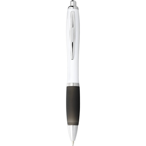 Nash Kugelschreiber Weiß Mit Farbigem Griff , weiß / schwarz, ABS Kunststoff, 14,00cm (Höhe), Bild 1