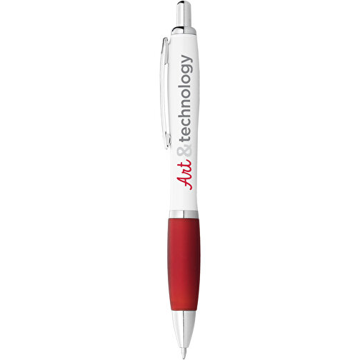 Nash Kugelschreiber Weiß Mit Farbigem Griff , weiß / rot, ABS Kunststoff, 14,00cm (Höhe), Bild 4