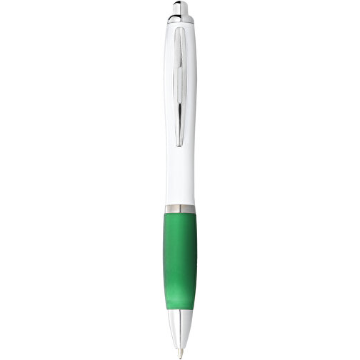 Nash Kugelschreiber Weiß Mit Farbigem Griff , weiß / grün, ABS Kunststoff, 14,00cm (Höhe), Bild 1