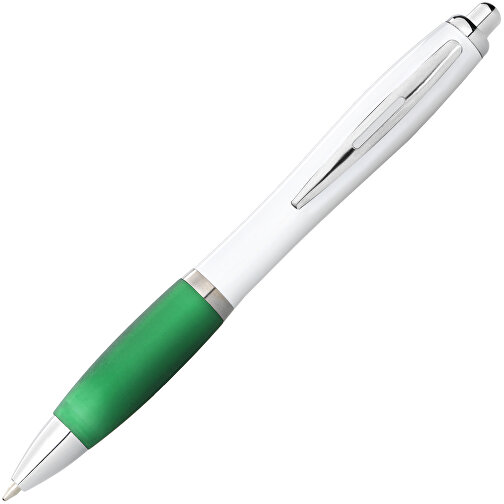 Nash Kugelschreiber Weiss Mit Farbigem Griff , weiss / grün, ABS Kunststoff, 14,00cm (Höhe), Bild 2