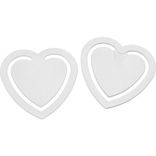 Zettelklammer 'Herz' , weiß, PS, 0,65cm x 0,02cm x 0,63cm (Länge x Höhe x Breite), Bild 1