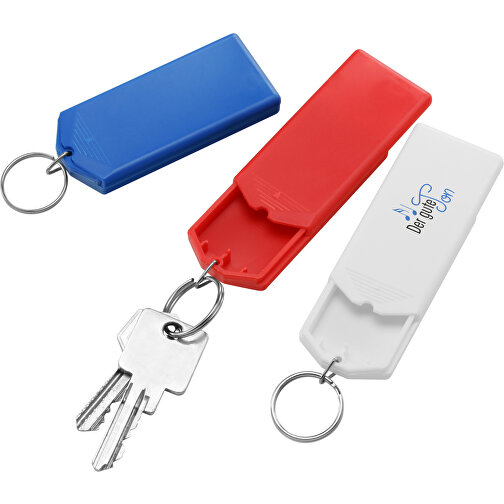 Schlüsselanhänger-Safebox , rot, PS+MET, 8,00cm x 1,10cm x 3,50cm (Länge x Höhe x Breite), Bild 2