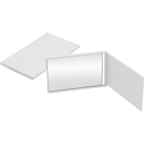 Taschenspiegel, Rechteckig , weiß, ABS+GL, 0,85cm x 0,05cm x 0,55cm (Länge x Höhe x Breite), Bild 1