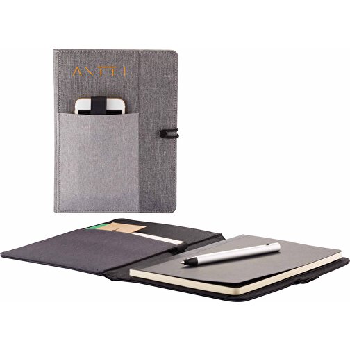 Kyoto A5 Notizbuch Umschlag, Grau , XD Design, grau, Polyester, 2,50cm x 22,00cm (Länge x Höhe), Bild 6