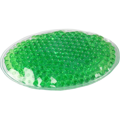 Kühl-/Wärmekissen 'Bead' Oval , grün, Kunststoff, 11,00cm x 2,00cm x 8,00cm (Länge x Höhe x Breite), Bild 1