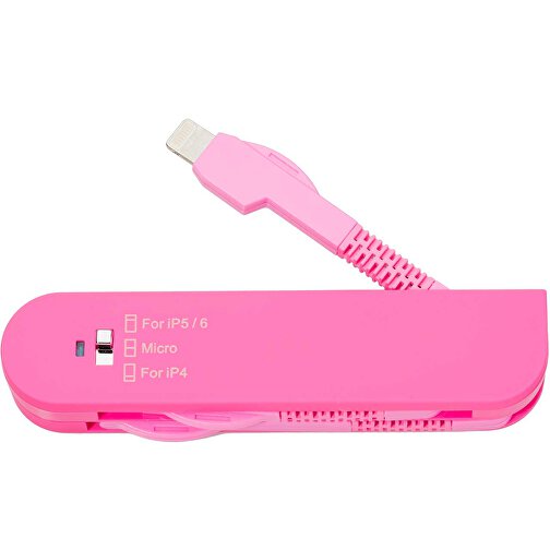 Taschen-USB-Charger , Promo Effects, pink, Kunststoff, 9,30cm x 1,50cm x 2,10cm (Länge x Höhe x Breite), Bild 2