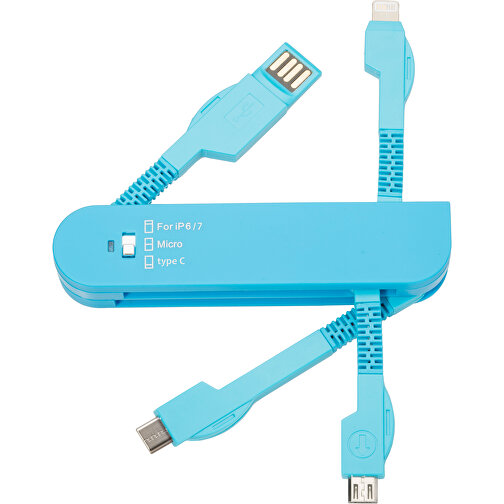 Taschen-USB-Charger , Promo Effects, blau, Kunststoff, 9,30cm x 1,50cm x 2,10cm (Länge x Höhe x Breite), Bild 1